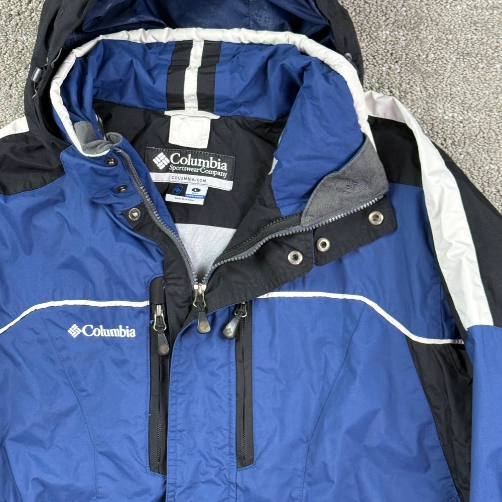 Columbia Interchange Mens L Blue Black Colorblock Hooded Ski Jacket XM7812